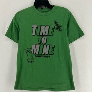 Minecraft Time To Mine Short Sleeve Graphic T Shirt Boys Large Green